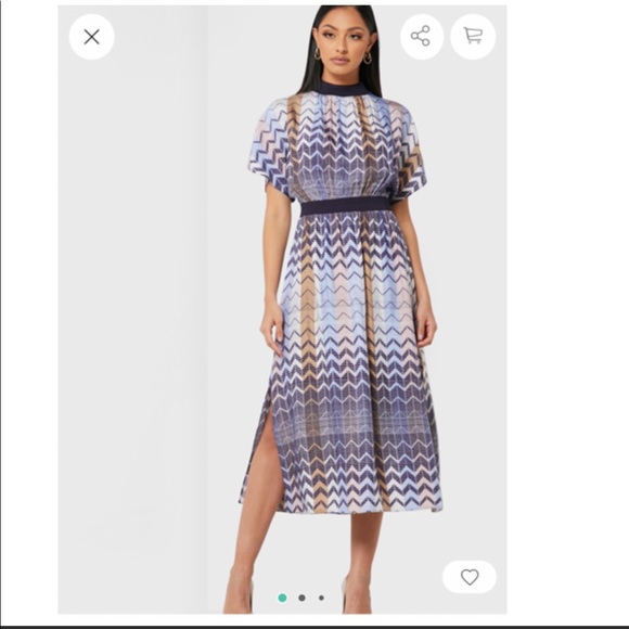NWT TED BAKER Samii Geo Printed Rib Detail Midi Dress - Picture 5 of 16
